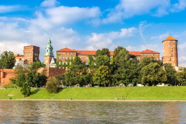 Krakow, Polonya - 26 Temmuz 2014: Wawel castle civarındaki Kracow Polonya