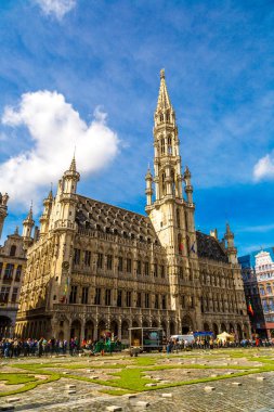 Brussels, Belçika - 6 Temmuz 2014: The Grand Place güzel yaz gün Brüksel, Belçika üzerinde 6 Temmuz 2014
