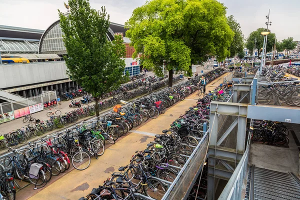 Amsterdam Niederlande August 2014 Riesiger Fahrradabstellplatz Zentrum Von Amsterdam — Stockfoto