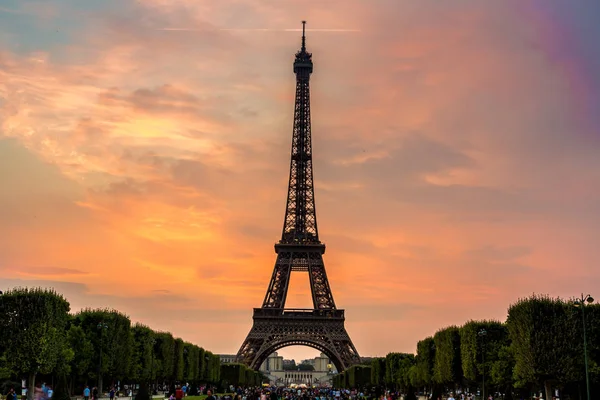 Paris Franciaország Július 2014 Eiffel Torony Napnyugtakor Franciaországban Leg Híres — Stock Fotó