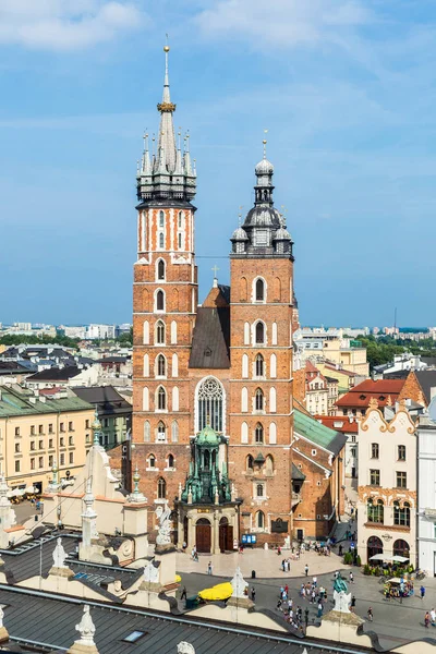 Krakowie Lipca 2014 Kościół Mariacki Historycznej Części Kraków Letnie Dni — Zdjęcie stockowe