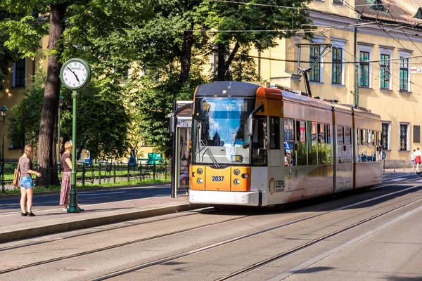 Krakow Polen Juli 2014 Spårvagn Gamla Delen Kraków Polen Den — Stockfoto