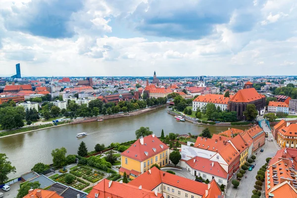 Wroclaw Polónia Julho 2014 Vista Aérea Wroclaw Dia Verão Catedral — Fotografia de Stock