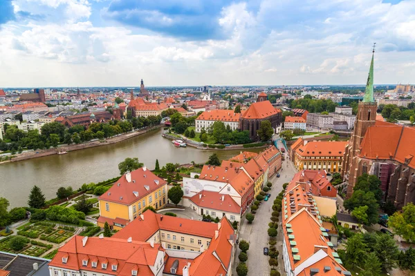 Wroclaw Polónia Julho 2014 Vista Aérea Wroclaw Dia Verão Catedral — Fotografia de Stock