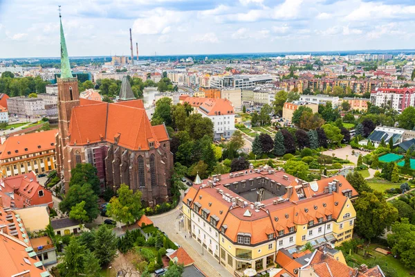 Wroclaw Polen Juli 2014 Flygfoto Över Wroclaw Sommardag Från Katedralen — Stockfoto