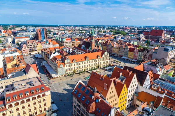 Wroclaw Polónia Julho 2014 Vista Aérea Uma Praça Mercado Wroclaw — Fotografia de Stock