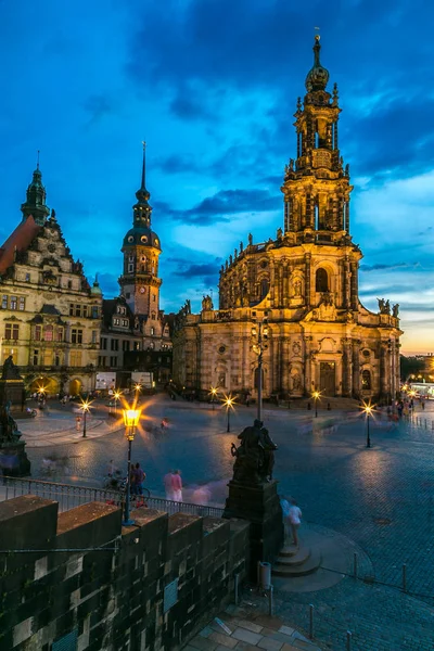 Dresden Allemagne Juillet 2014 Coucher Soleil Sur Dresde Belle Soirée — Photo