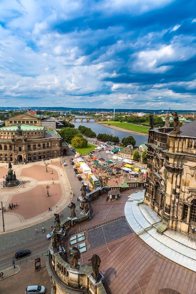 Drezno Niemcy Lipca 2014 Panoramiczny Widok Dresden Niemcy Opera Sempera — Zdjęcie stockowe
