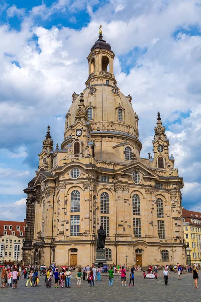 Дресден Германия Июля 2014 Года Дрезденская Фрауэнкирхе Церковь Прекрасный Летний — стоковое фото