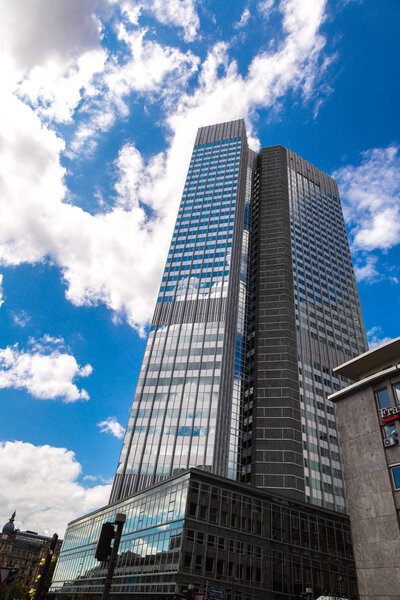 FRANKFURT, GERMANY - JULY 9, 2014:   City street n Frankfurt, Germany  in a summer day on July 9, 2014