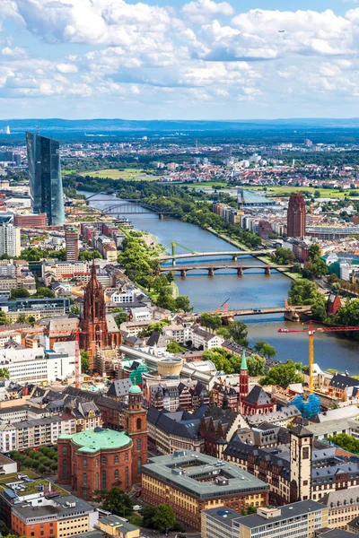 Frankfurt Main Tyskland Juli 2014 Sommaren Panorama Det Finansiella Distriktet — Stockfoto