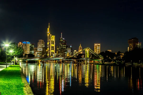 Frankfurt Duitsland Juli 2014 Uitzicht Skyline Van Frankfurt Main Bij — Stockfoto