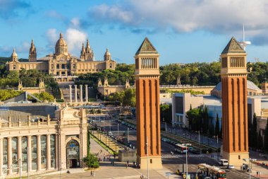 Barselona, İspanya, 11 Haziran 2014: Merkezi Barcelona, görünümü. İspanya bir yaz günü '