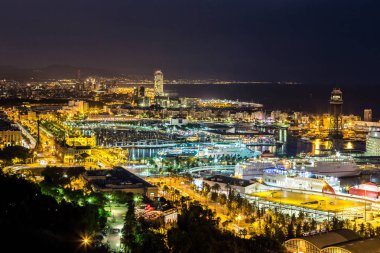 Barcelona, İspanya - 11 Haziran 2014: Panoramik ve Barcelona İspanya bağlantı noktası