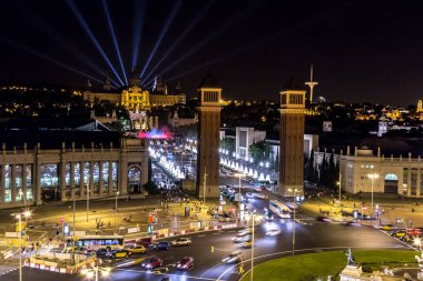 Barselona, İspanya, 11 Haziran 2014: Merkezi Barcelona, görünümü. İspanya'bir yaz gecesi
