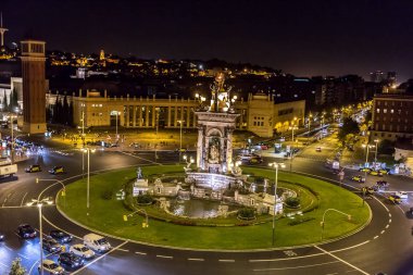 Barselona, İspanya, 11 Haziran 2014: Merkezi Barcelona, görünümü. İspanya'bir yaz gecesi