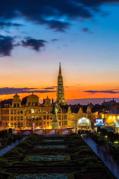 Bruxelas Bélgica Julho 2014 Pôr Sol Centro Cidade Bruxelas Noite — Fotografia de Stock