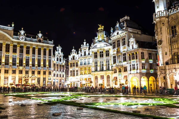 Брюссель Бельгія Липня 2014 Року Grand Place Вночі Брюсселі Бельгія — стокове фото
