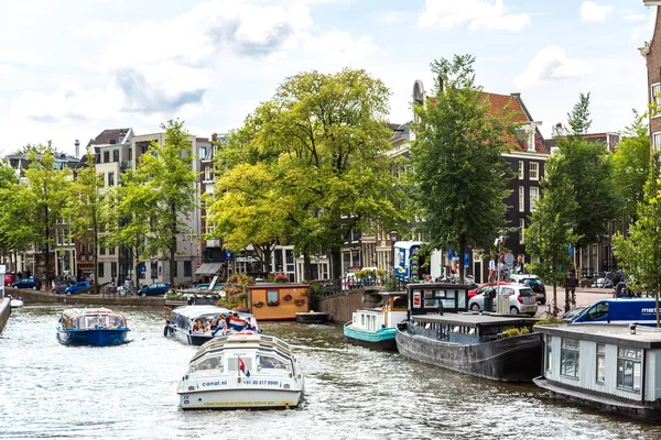 Амстердам Нидерланды Августа 2014 Года Каналы Амстердама Амстердам Столица Самый — стоковое фото