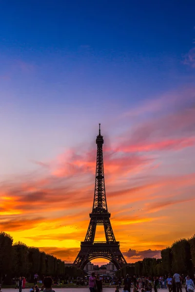 Paris Frankrijk Juli 2014 Eiffeltoren Bij Zonsondergang Het Meest Bezochte — Stockfoto