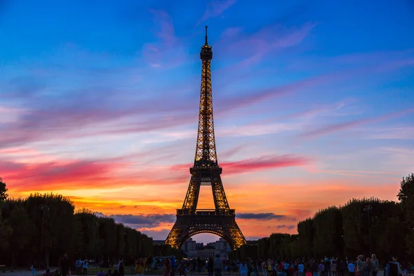 Paris Franciaország 2014 Július Eiffel Torony Napnyugtakor Franciaországban Leg Híres — Stock Fotó