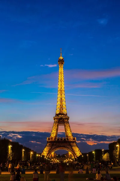 París Francia Julio 2014 Torre Eiffel Atardecer Monumento Más Visitado — Foto de Stock