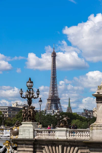 Paris Francja Lipca 2014 Wieży Eiffla Oraz Pont Alexandre Iii — Zdjęcie stockowe