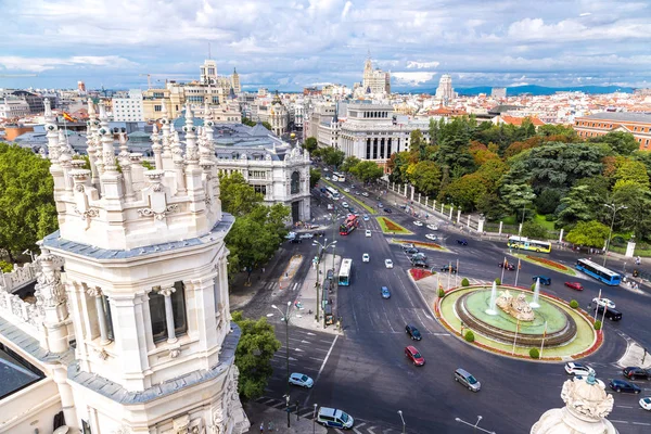 Madrid Spanien Juli 2014 Luftaufnahme Des Cibeles Brunnens Der Plaza — Stockfoto