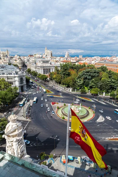 Madrid Spanien Juli 2014 Luftaufnahme Des Cibeles Brunnens Der Plaza — Stockfoto