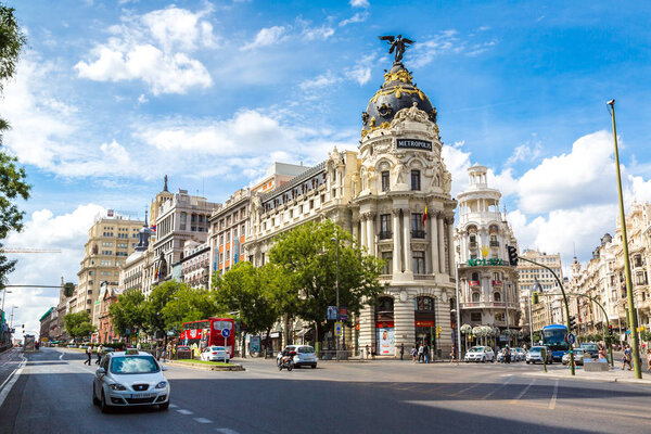 MADRID, SPAIN - JULY 11, 2014: Metropolis hotel in Madrid in a beautiful summer day on July 11, 2014 in Madrid, Spain