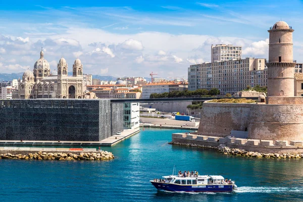 Marseille Francia Julio 2014 Castillo Saint Jean Catedral Major Puerto — Foto de Stock