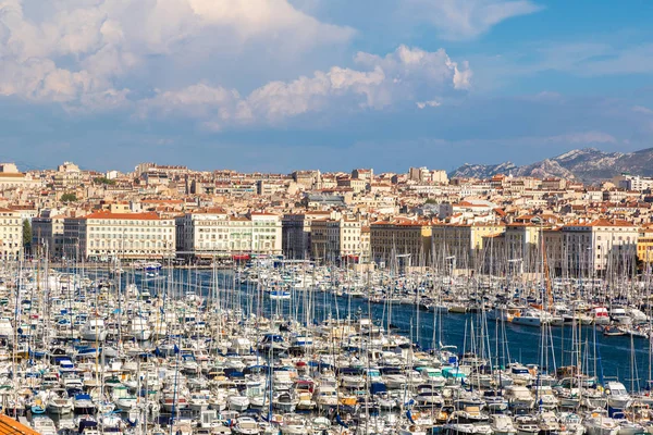 マルセイユ フランス 2014 フランス マルセイユの古い港のパノラマの景色を空中 — ストック写真