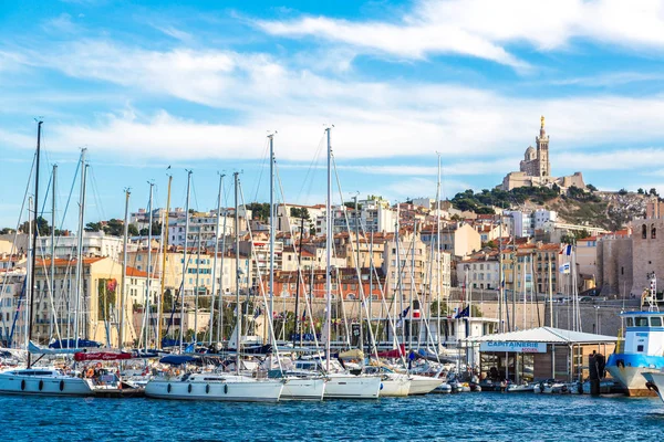 Marseille Francia Julio 2014 Vista Panorámica Aérea Sobre Basílica Notre — Foto de Stock