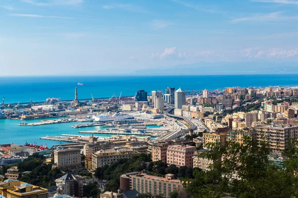 Genoa Italia Agosto 2014 Vista Panorámica Del Puerto Génova Día — Foto de Stock