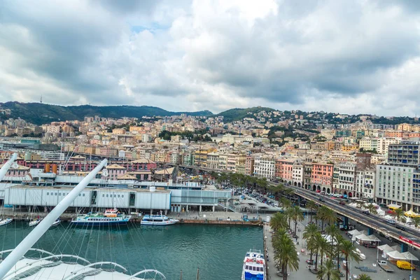 Genoa Italia Agosto 2014 Vista Panorámica Del Puerto Génova Día —  Fotos de Stock