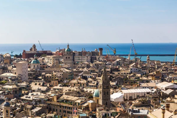 Genua Italien Den Augusti 2014 Panoramautsikt Genuas Hamn Sommardag Italien — Stockfoto