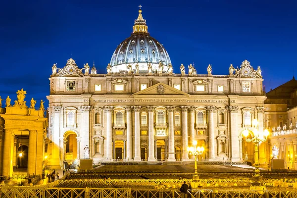 Rome Italy July 2014 Basilica Saint Peter Vatican Summer Night — Stock Photo, Image