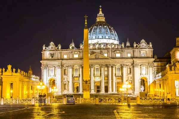 Roma Italia Julio 2014 Basílica San Pedro Vaticano Noche Verano — Foto de Stock