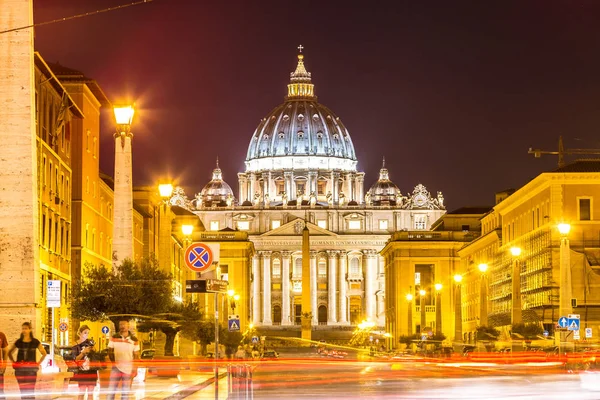 Rome Italy July 2014 Basilica Saint Peter Vatican Summer Night — Stock Photo, Image