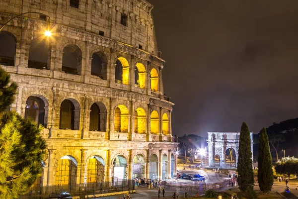 Rom Italien Juli 2014 Colosseum Sommarnatt Rom Italien — Stockfoto