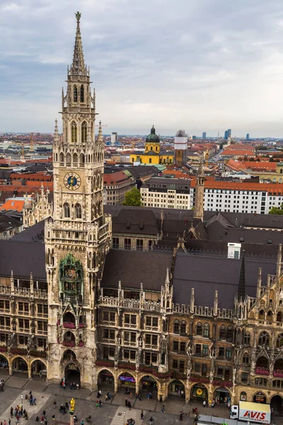 Münih Almanya Eylül 2014 Havadan Görünümü Üzerinde Marienplatz Belediye Binası — Stok fotoğraf