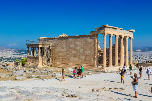 Atenas Grecia Julio 2015 Erechtheum Ruinas Del Templo Acrópolis Día —  Fotos de Stock