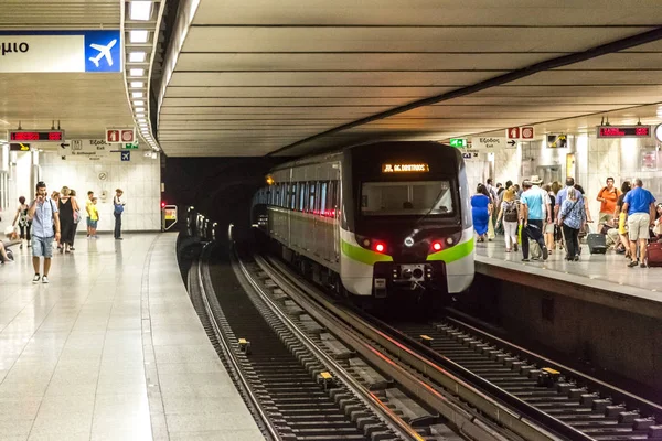 Atena Grecia Iulie 2015 Stația Metrou Subterană Din Atena Grecia — Fotografie, imagine de stoc