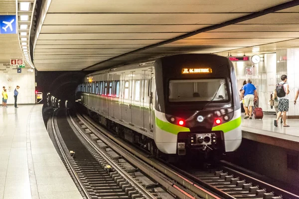 Atenas Grécia Julho 2015 Estação Metro Subterrânea Atenas Grécia — Fotografia de Stock