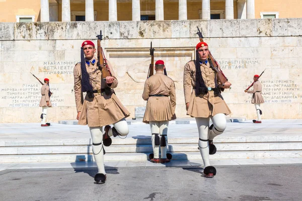 Athén Görögország 2015 Július Ünnepi Változó Őrök Athén Görögország Egy — Stock Fotó