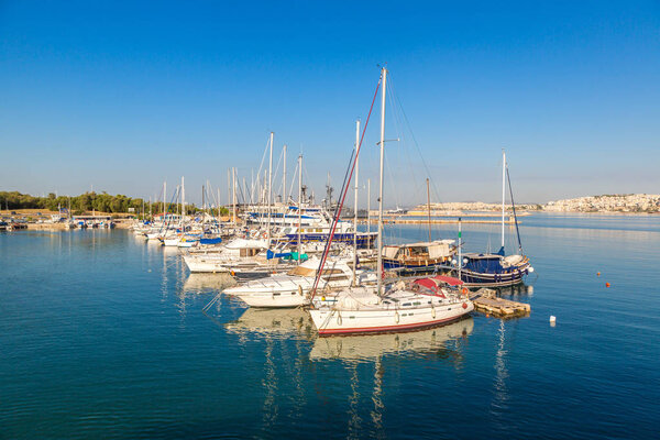 ATHENS, GREECE - JULY 19, 2015: Port Piraeus in a summer day in Athens, Greece