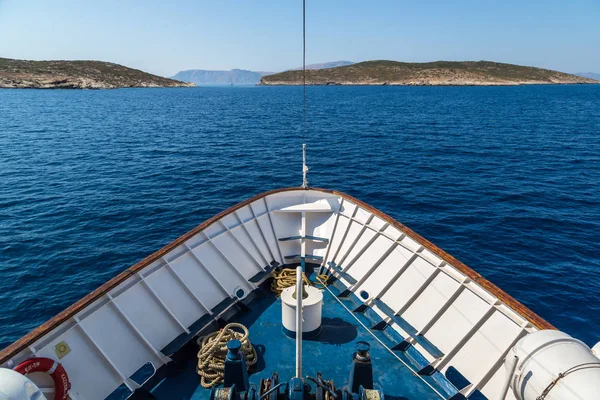 Atenas Grecia Julio 2015 Barco Mar Abierto Muestra Proa Día — Foto de Stock