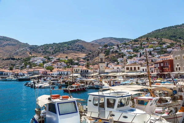 Hydra Grecia Julio 2015 Barcos Isla Hydra Día Verano Grecia — Foto de Stock