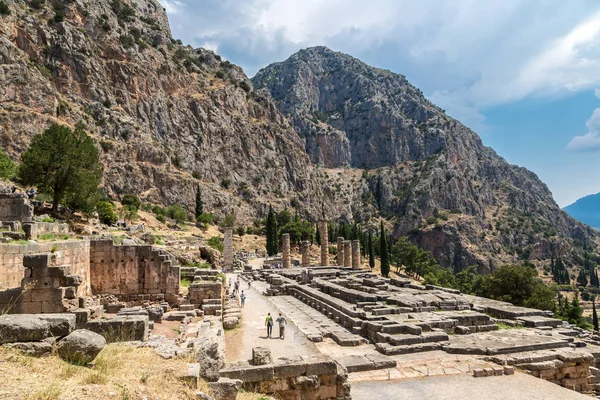 Delphi Grecia Julio 2015 Templo Apolo Delfos Grecia Día Verano — Foto de Stock
