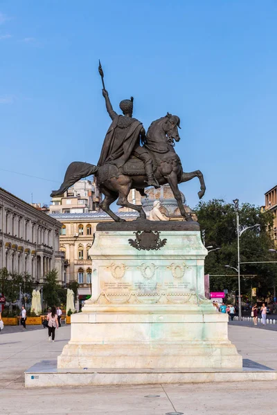 Bucharest Roménia Junho 2015 Estátua Bronze Miguel Valente Dia Verão — Fotografia de Stock